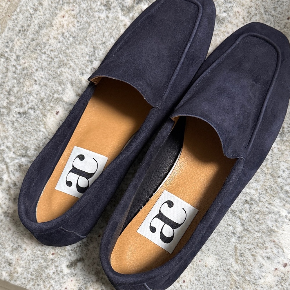 AC/DC Navy Suede Slip-On Loafers with Tan Insole